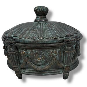 Vintage Maitland Smith Vintage Bronze Neoclassical Urn Container‎ w/ Lid Ornate